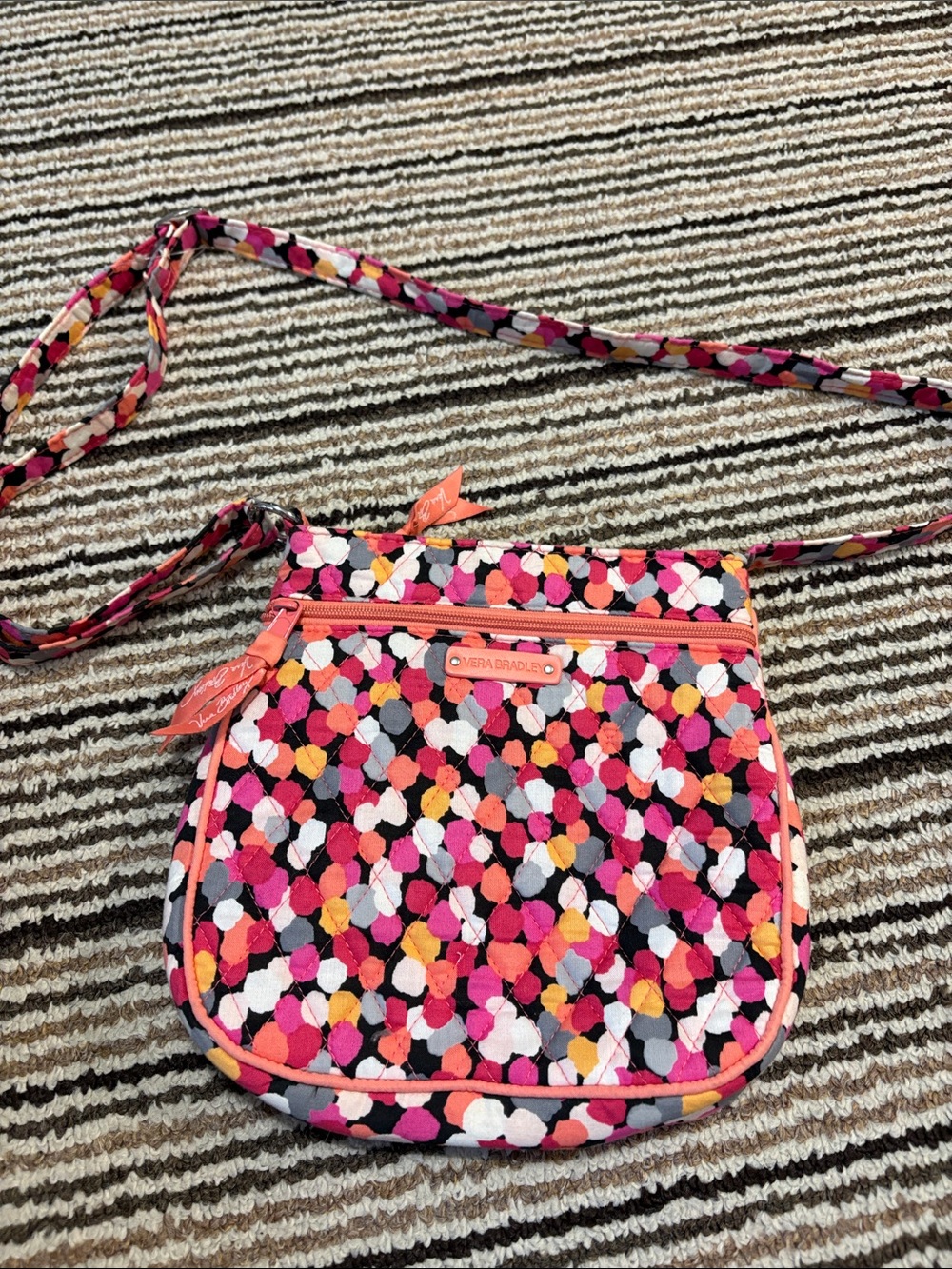 Vera Bradley Pink Orange Multicolor Quilted Crossbody